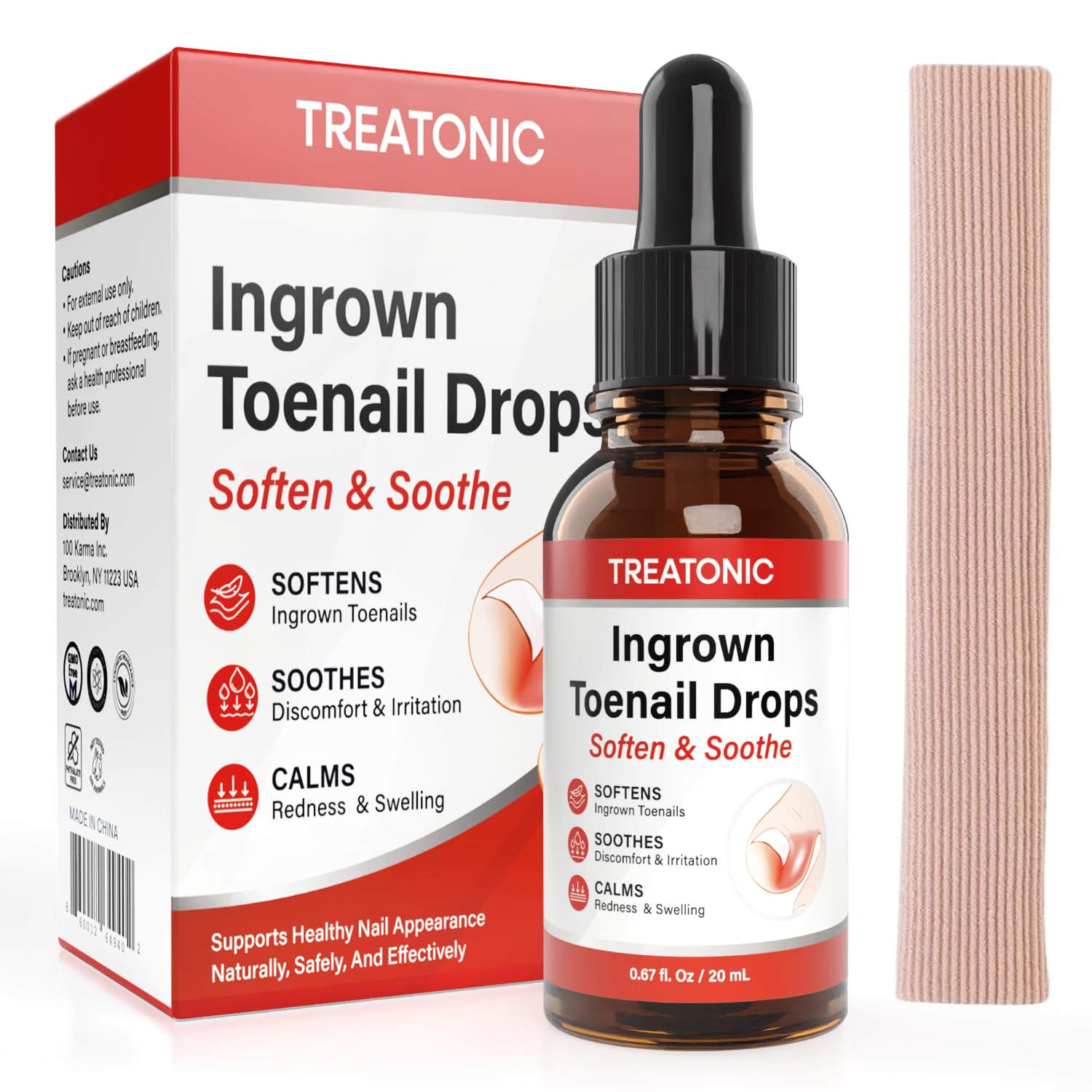 Treatonic front packaging showing complete toenail care kit and benefits