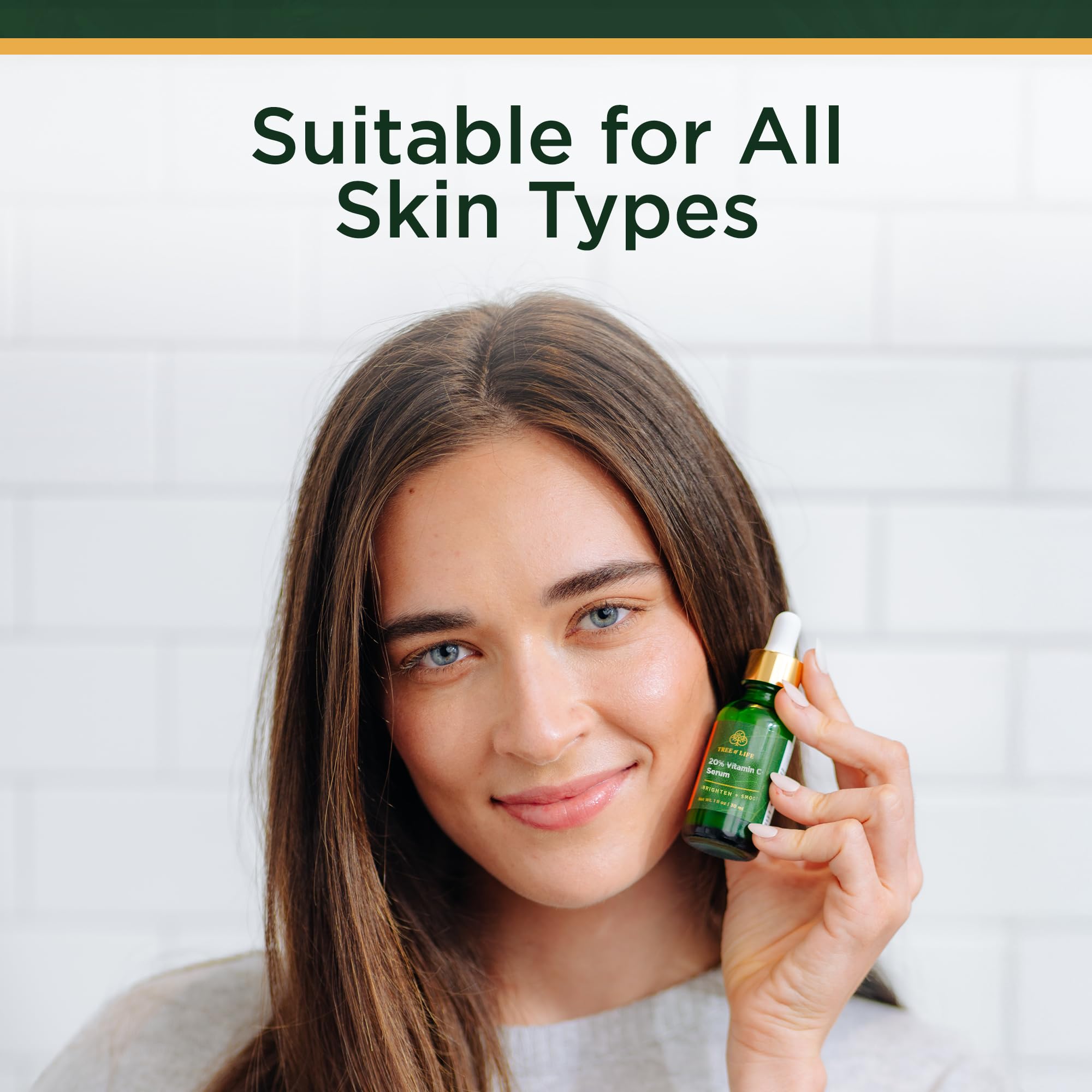 Tree of Life applying serum to cheek demonstrating easy layering under moisturizer and SPF