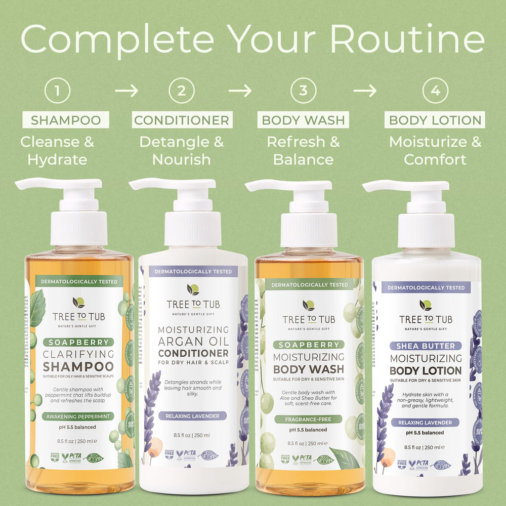 Tree To Tub bedside bathroom lifestyle implying sensitive-skin friendly care