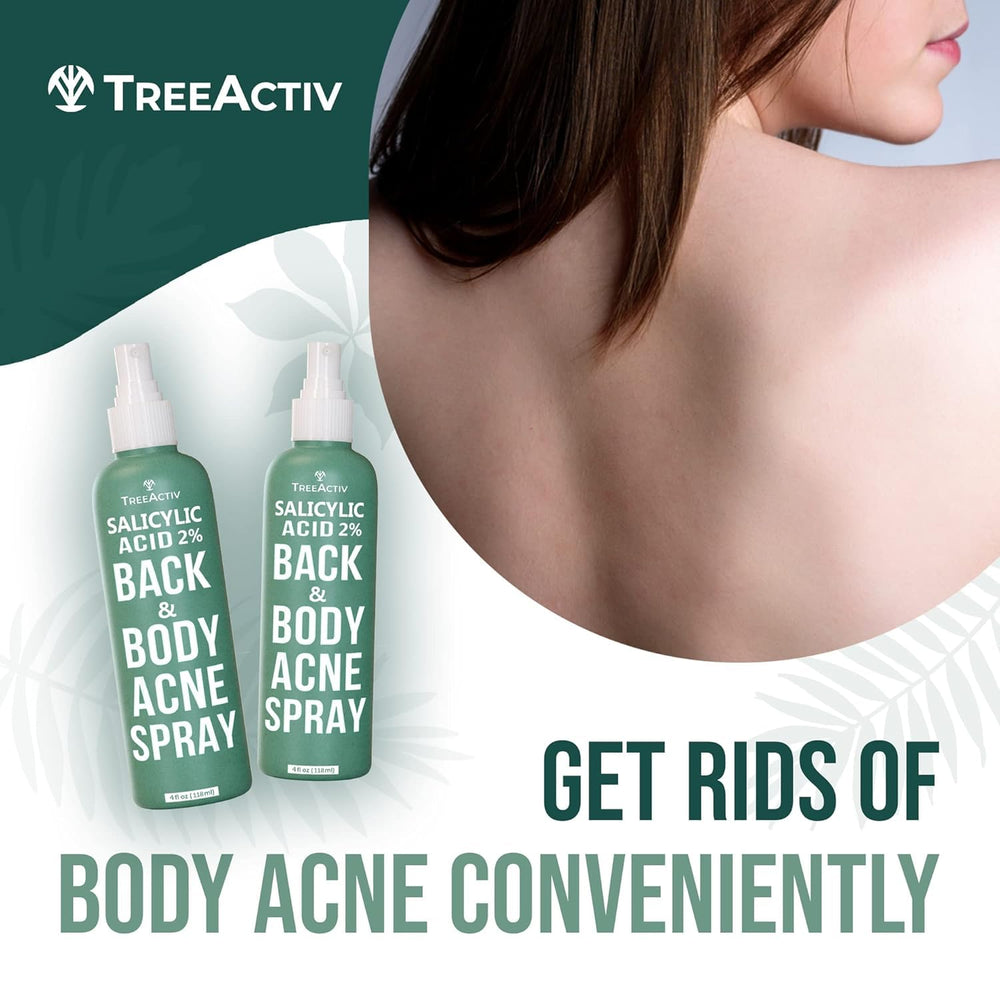 TreeActiv mist spraying onto a model's back demonstrating even coverage