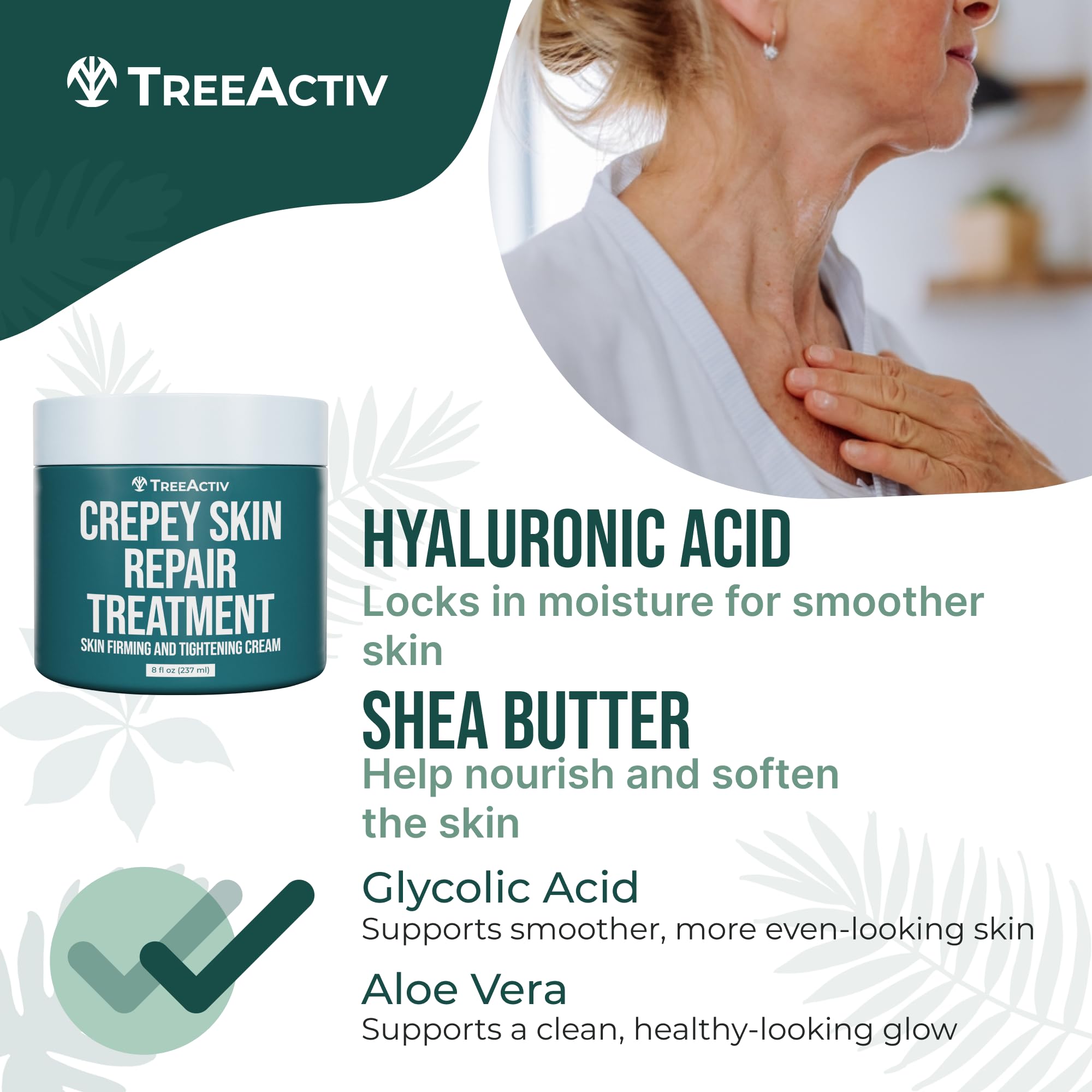 TreeActiv lifestyle shot of legs showing visible smoothing and hydrated skin benefit