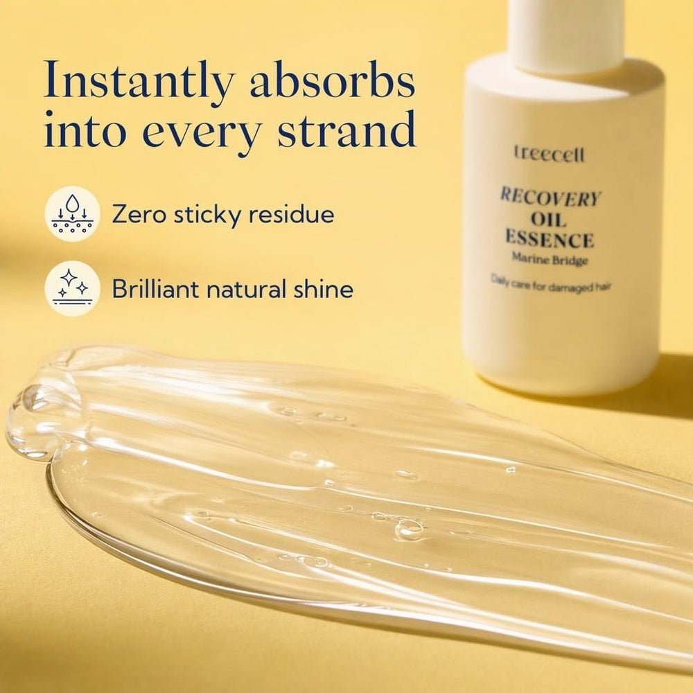 TREECELL bottle with oils flatlay highlighting botanical ingredients and protective barrier
