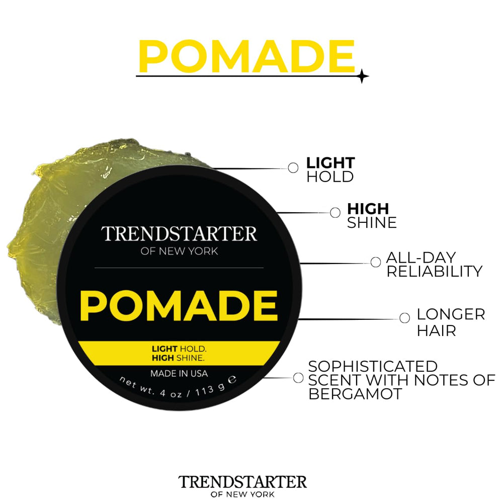 TRENDSTARTER pomade being warmed on hands for easy application and even coverage
