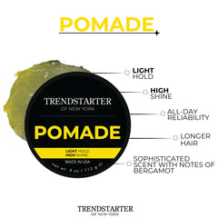 TRENDSTARTER pomade being warmed on hands for easy application and even coverage