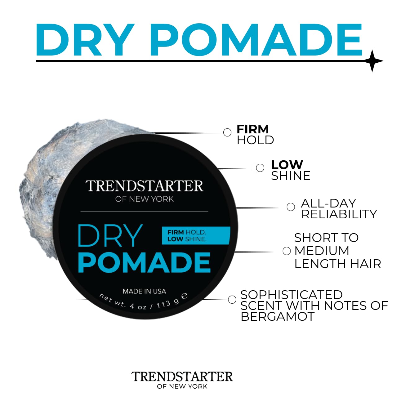 TRENDSTARTER pomade on hands showing smooth spreadability and control