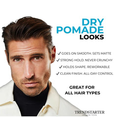 TRENDSTARTER styled short hair on a model showing firm low-shine finish