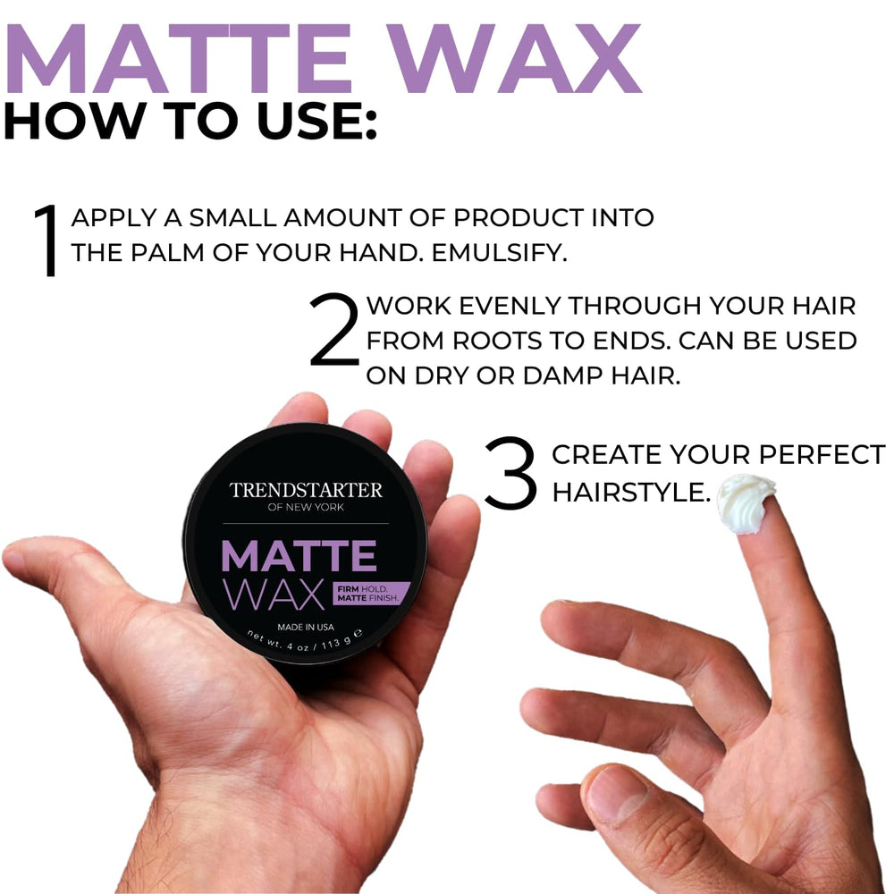 TRENDSTARTER matte wax before and after hair styling, highlights added texture