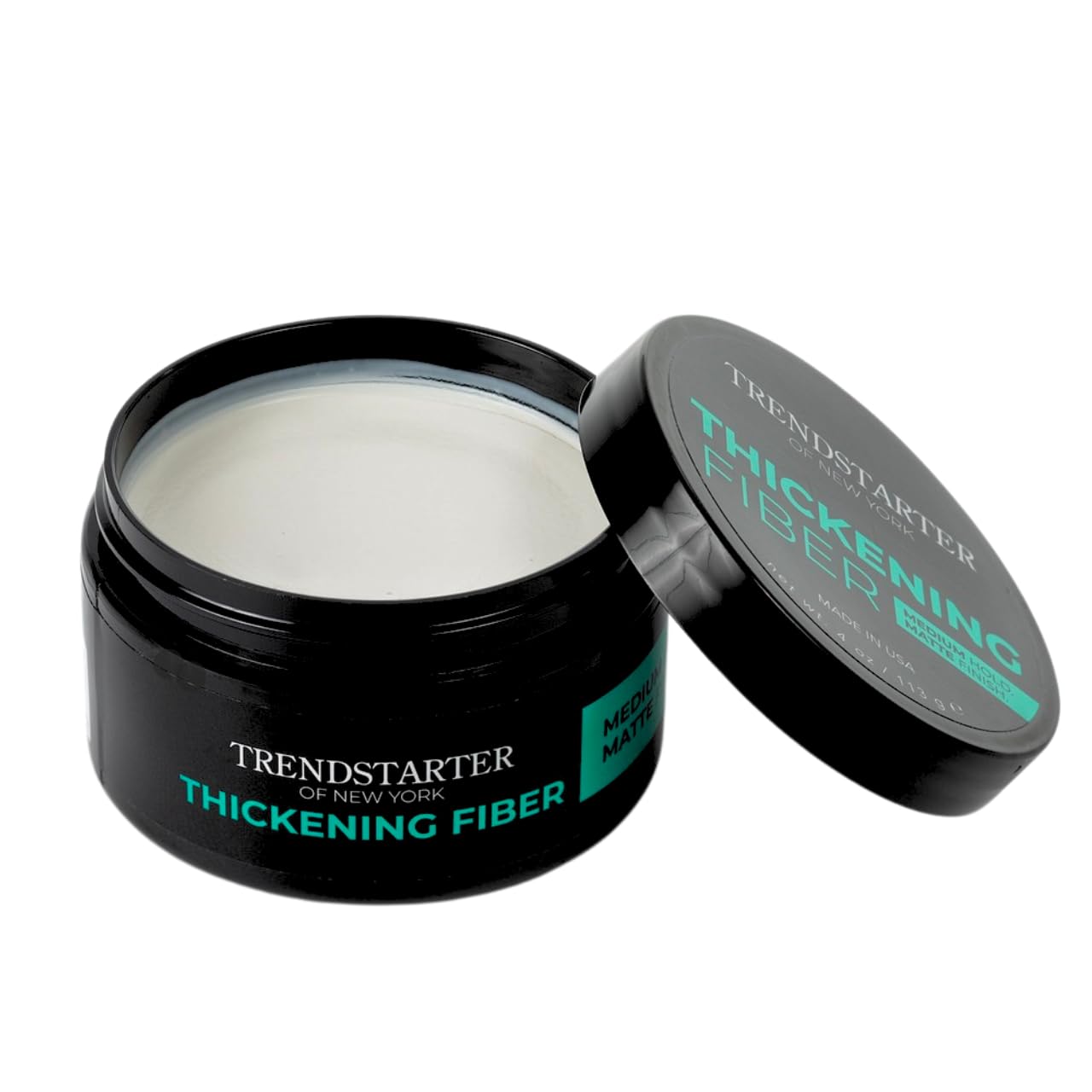 TRENDSTARTER label close-up showing water-based, medium hold benefit