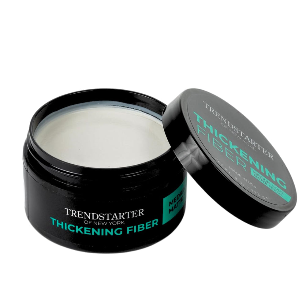 TRENDSTARTER label close-up showing water-based, medium hold benefit