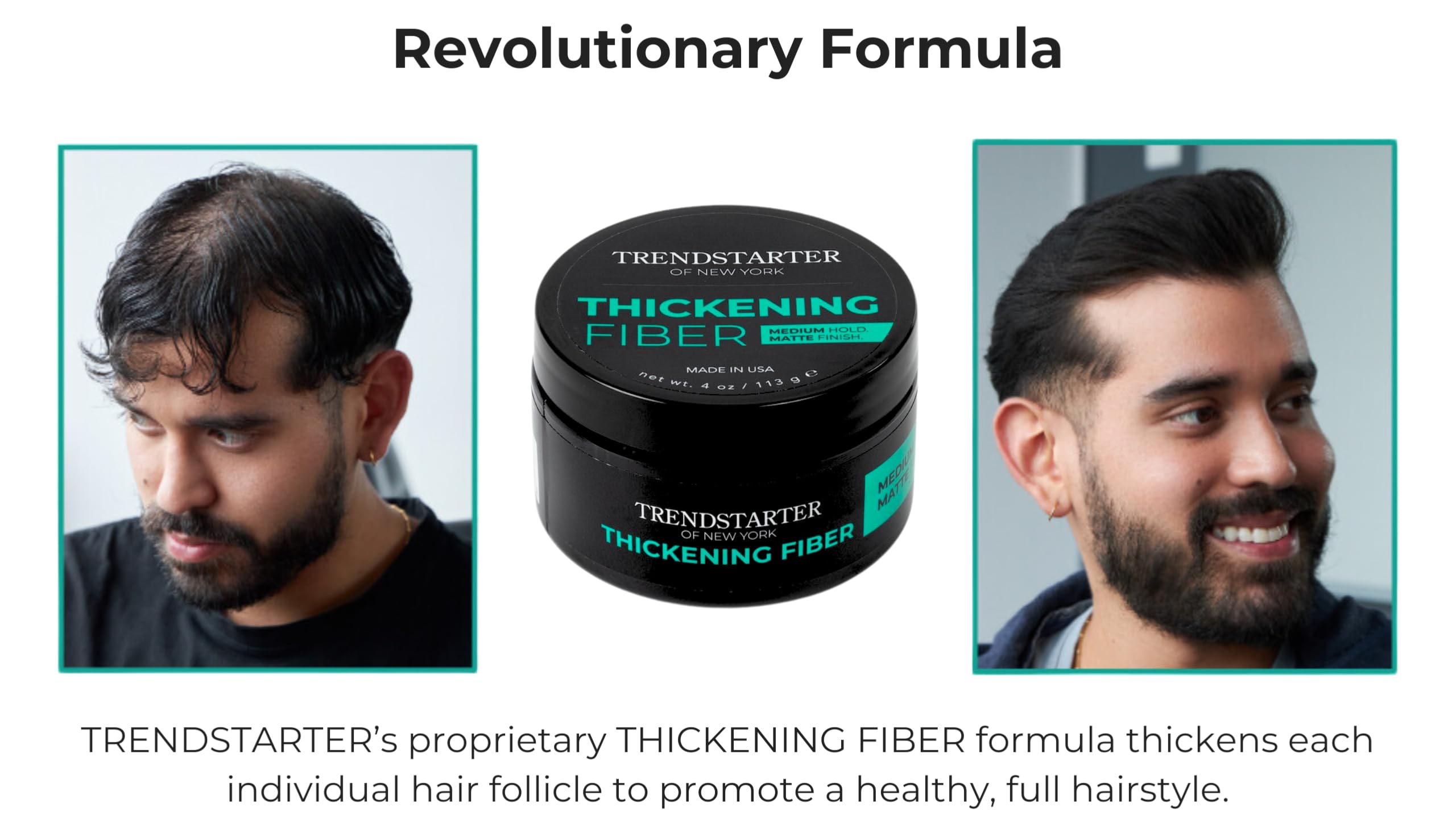 TRENDSTARTER open jar close-up revealing thick matte fiber texture benefit