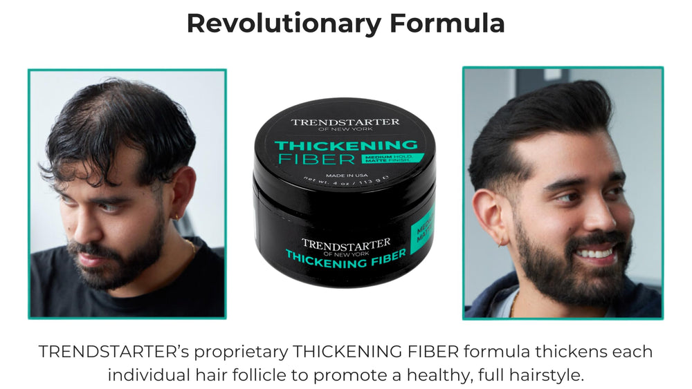 TRENDSTARTER open jar close-up revealing thick matte fiber texture benefit