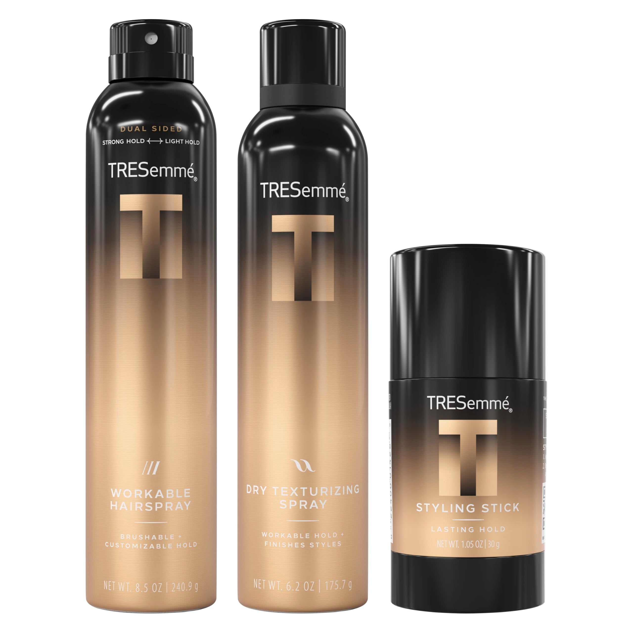 TRESemmé A‑List three-pack front view showing all products and packaging benefits