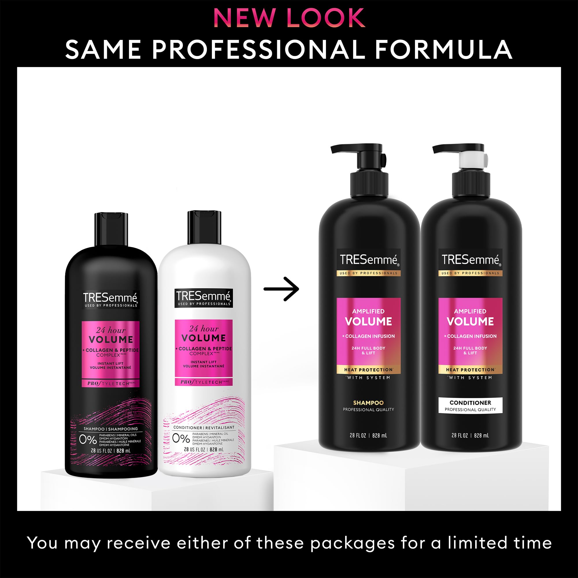TRESemmé shampoo pump detail emphasizing easy dispensing and salon-style convenience