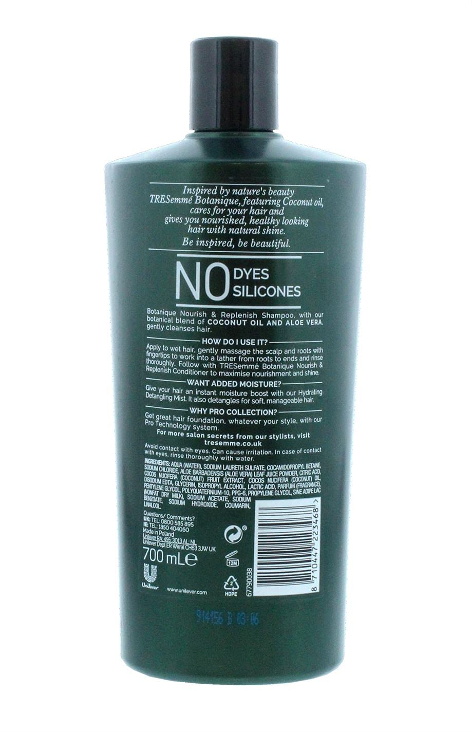 TRESemmé pump dispensing creamy lather for easy application and softening