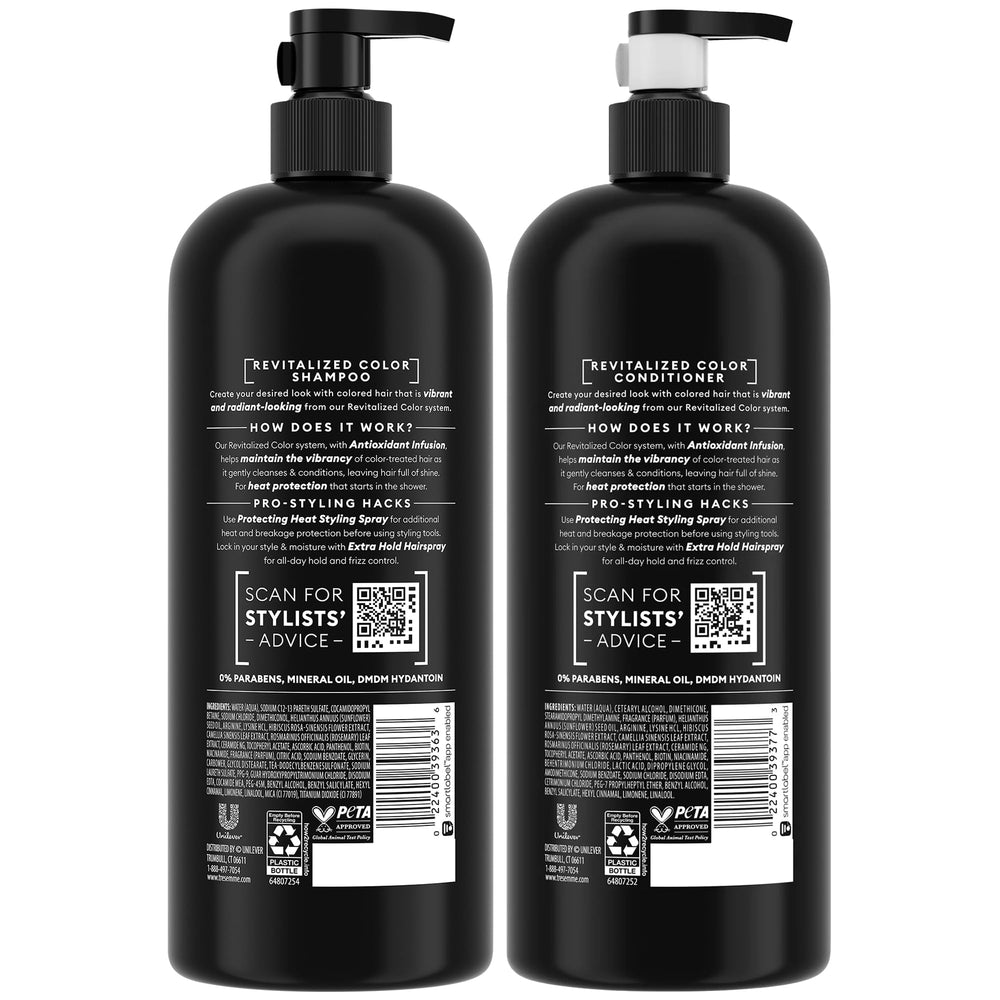 TRESemmé closeup label highlighting key ingredients and color-protection benefits