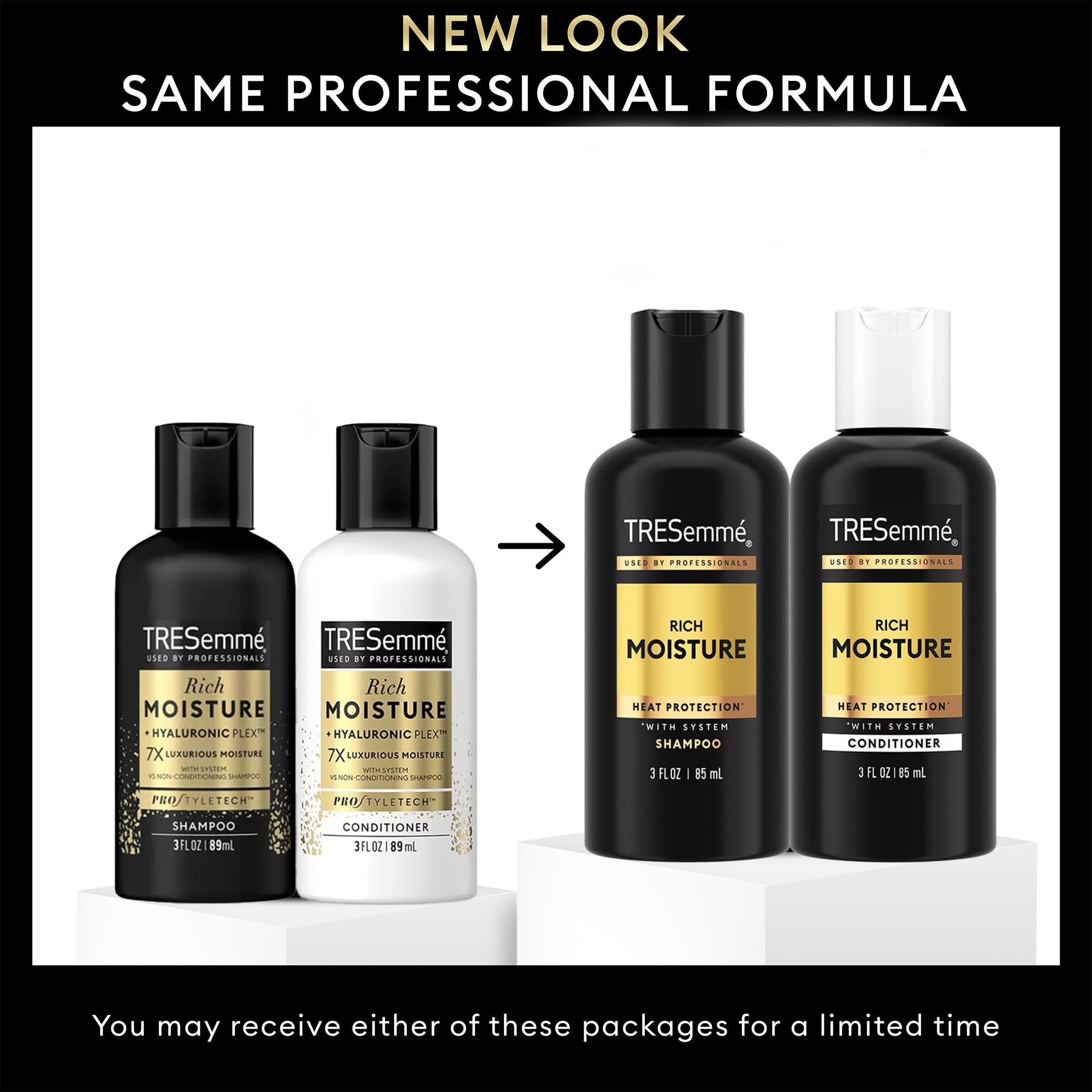 TRESemmé conditioner texture pouring from bottle showing smooth consistency for detangling