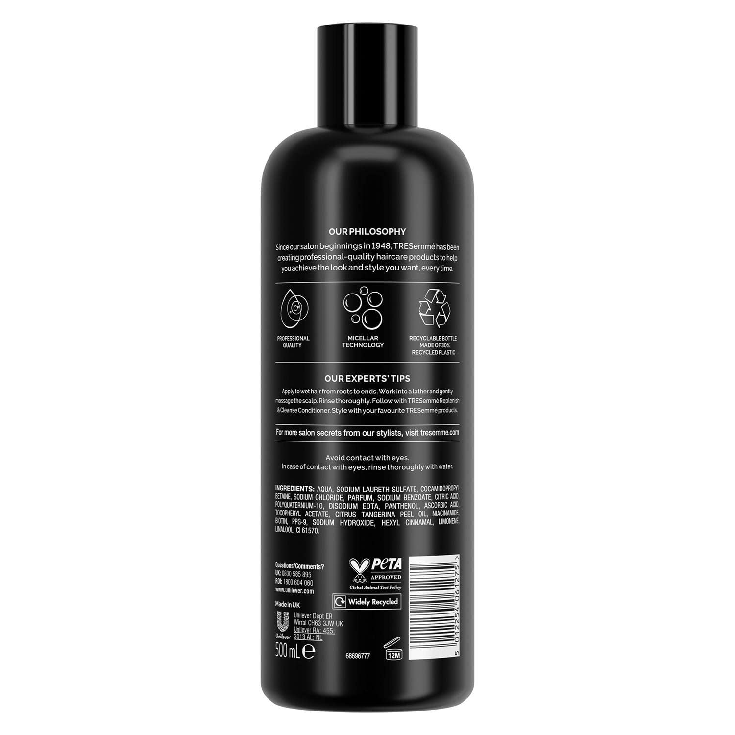 TRESemmé texture close-up displaying thick lather and cleansing action benefit