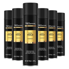 TRESemmé front packaging shows 11 oz can delivering long-lasting hold
