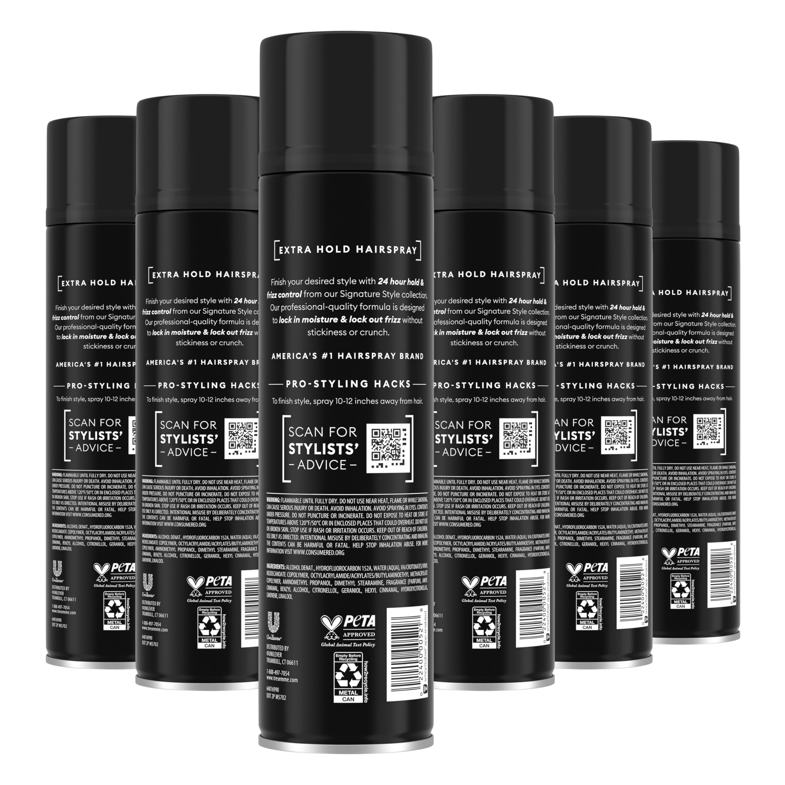 TRESemmé side label detail highlighting ingredients and usage benefits