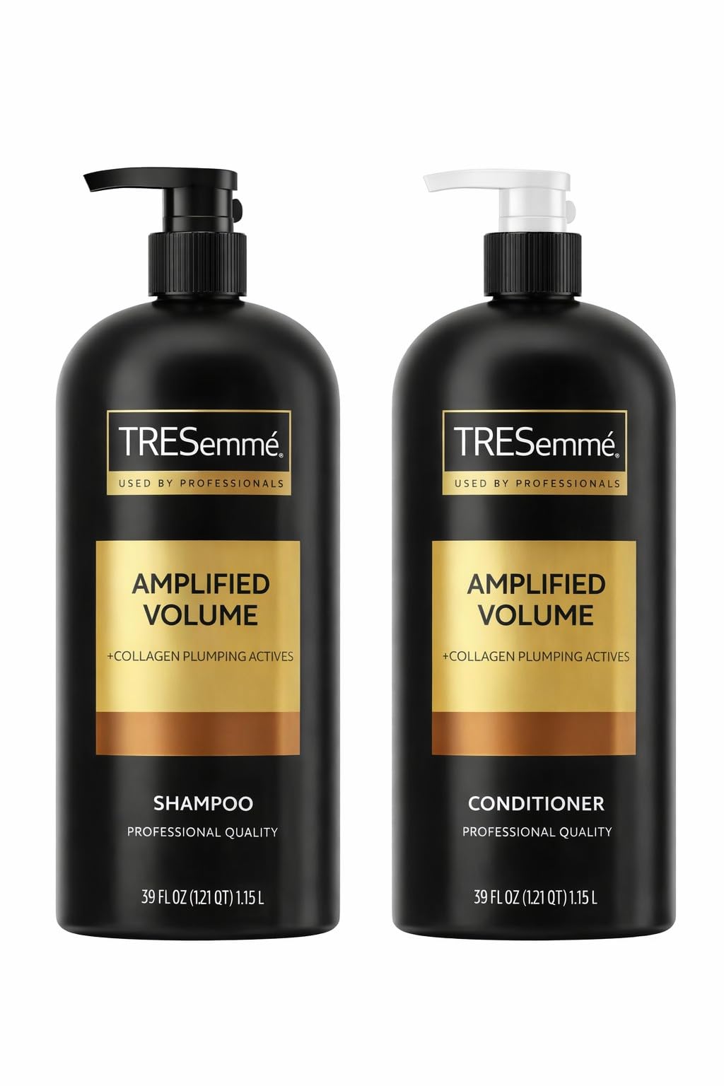 TRESemmé front packaging shows volumizing set and larger bottles for value