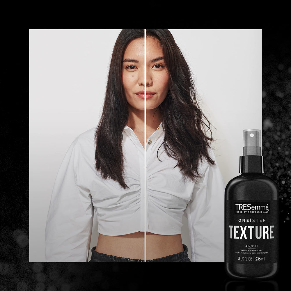 TRESemmé placed with styling tools in bathroom for everyday routine