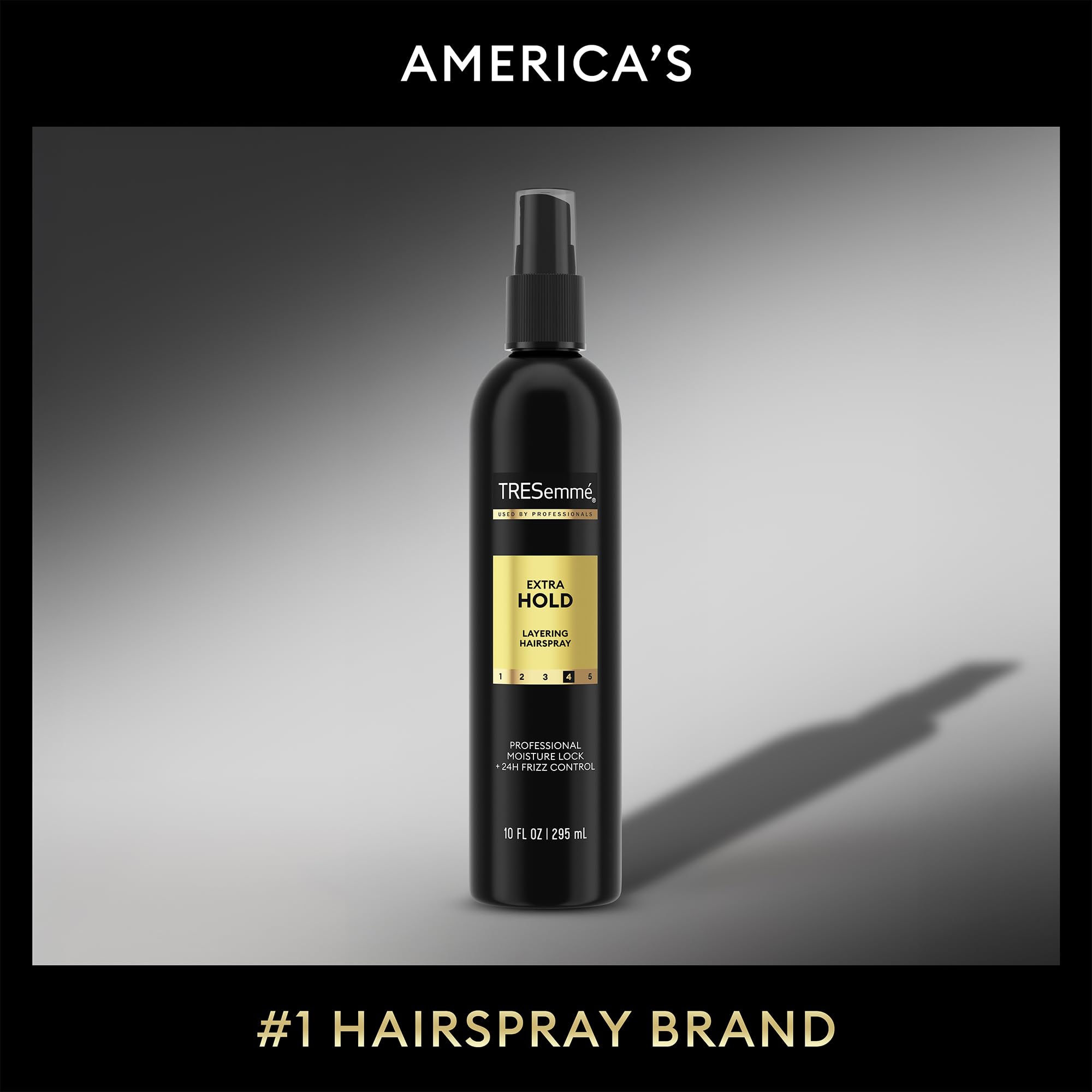 TRESemmé hairspray in use finishing a styled blowout for frizz control and hold