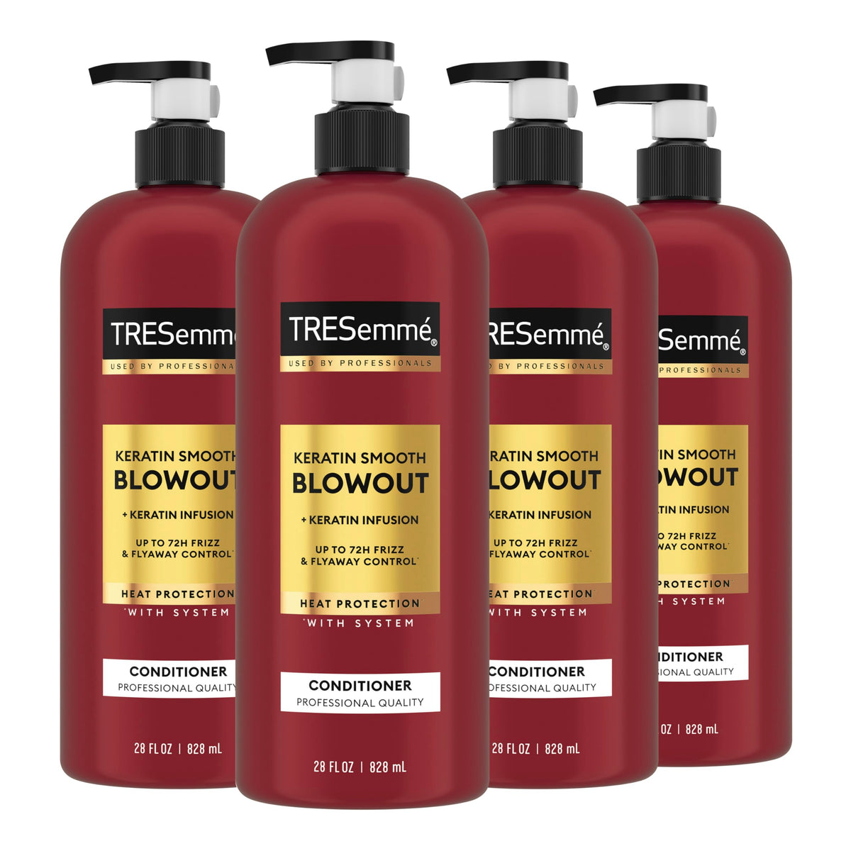 TRESemmé front packaging showing 28 oz keratin conditioner benefit