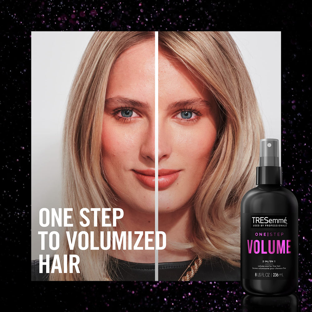 TRESemmé mist settling on fine hair to show lightweight texture