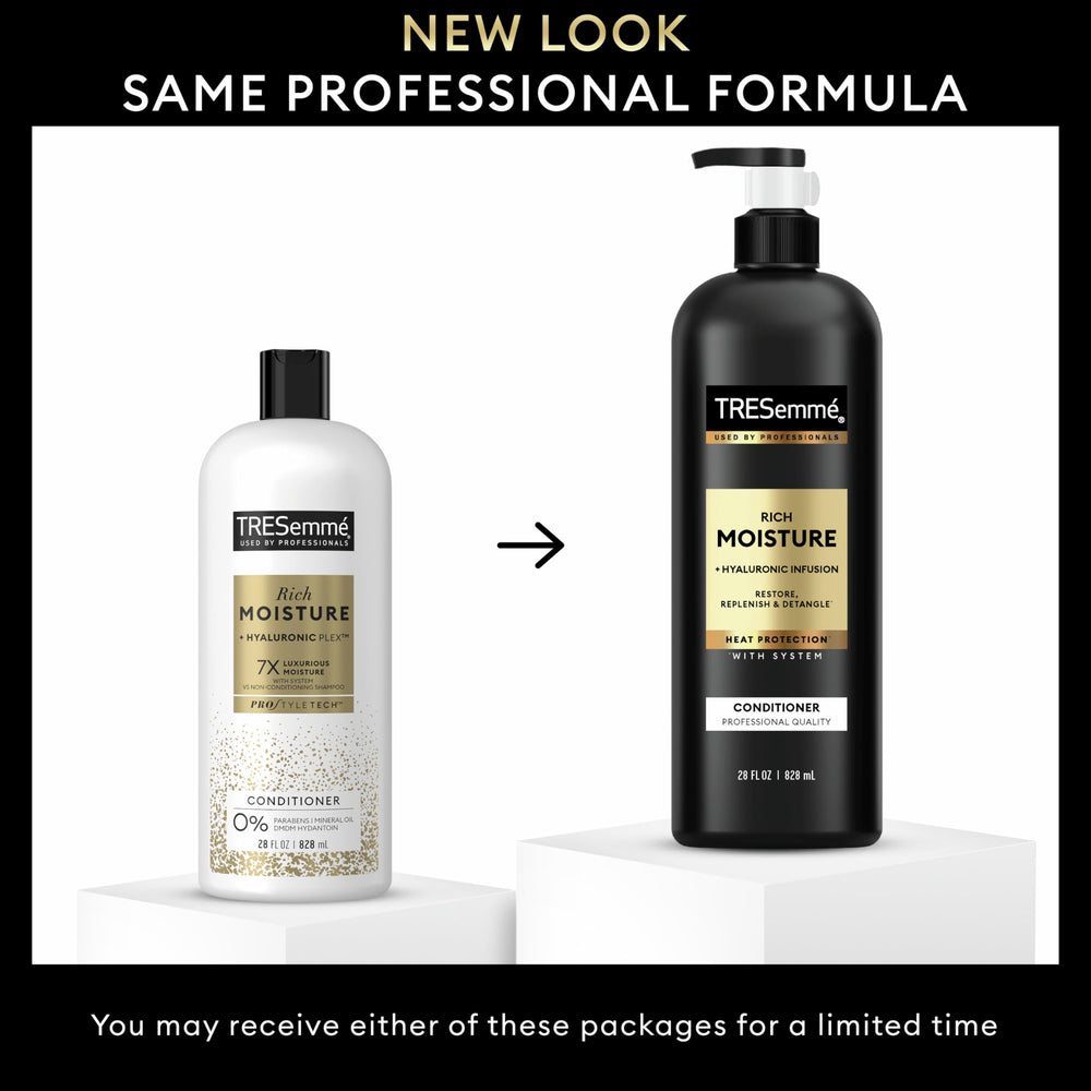 TRESemmé pump dispensing conditioner showing easy, controlled application