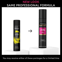 TRESemmé cans beside ruler showing 7.3 oz size for travel-friendly supply