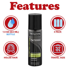 TRESemmé side label close-up highlighting extra hold features and directions