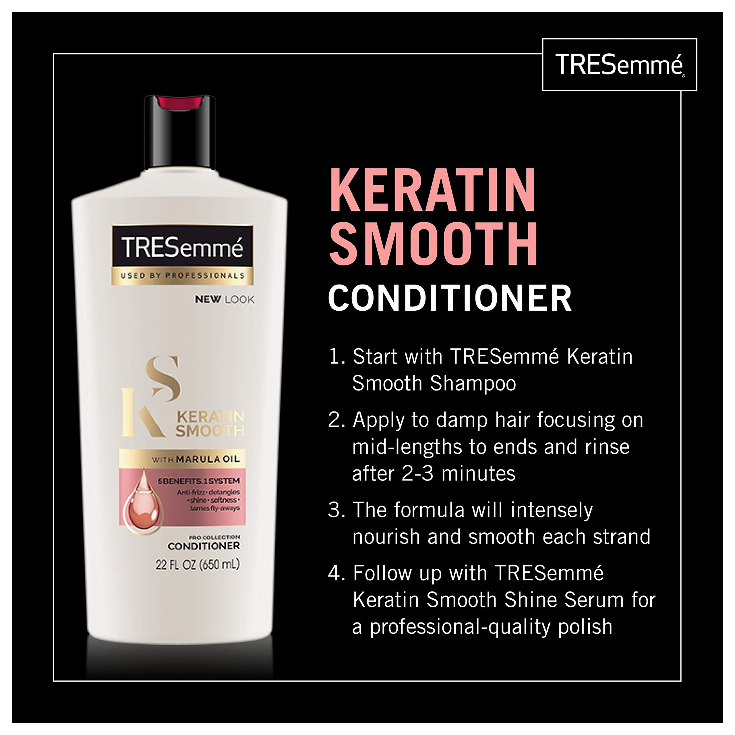 TRESemmé creamy shampoo texture displayed to show smoothing, lightweight feel