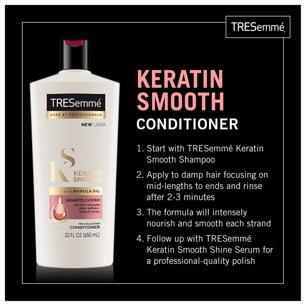 TRESemmé creamy shampoo texture displayed to show smoothing, lightweight feel