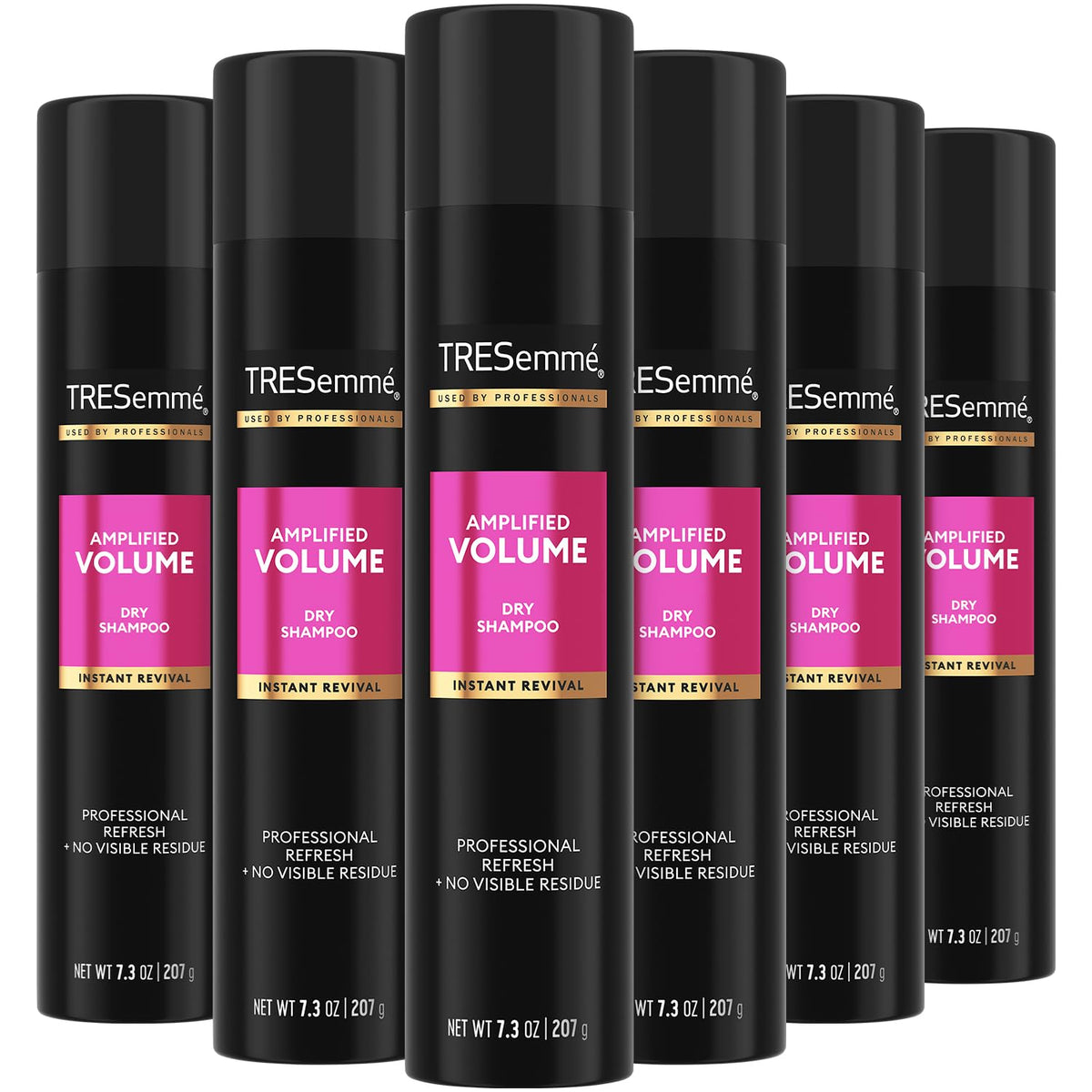 TRESemmé front packaging showing six cans and scent label for quick refresh benefit