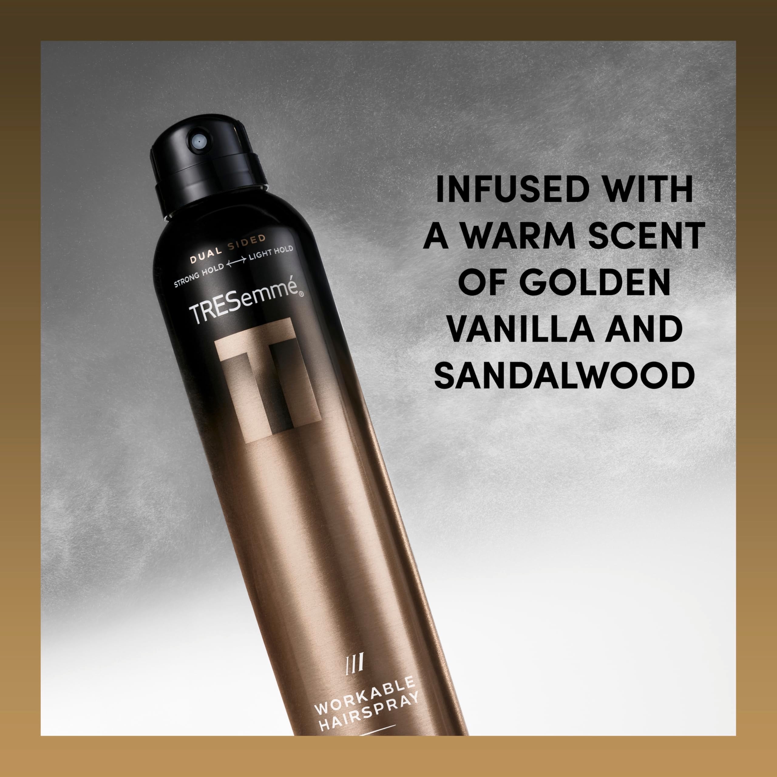 TRESemmé workable hairspray being brushed through hair for flexible hold