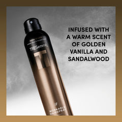 TRESemmé workable hairspray being brushed through hair for flexible hold
