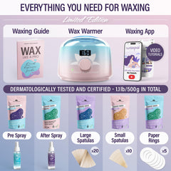 Tress Wellness full kit contents laid out demonstrating all-in-one convenience for home waxing