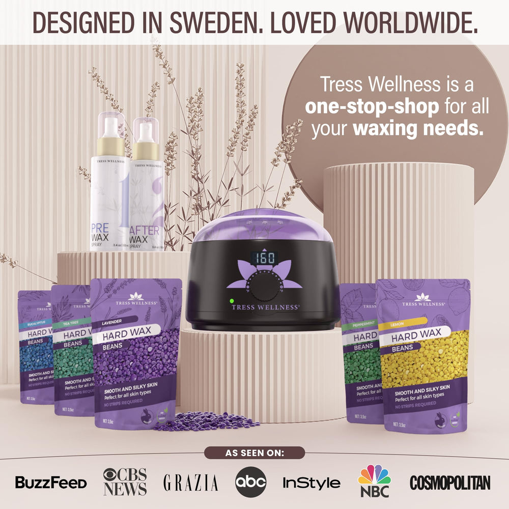 Tress Wellness kit staged in bathroom lifestyle scene for convenient home waxing