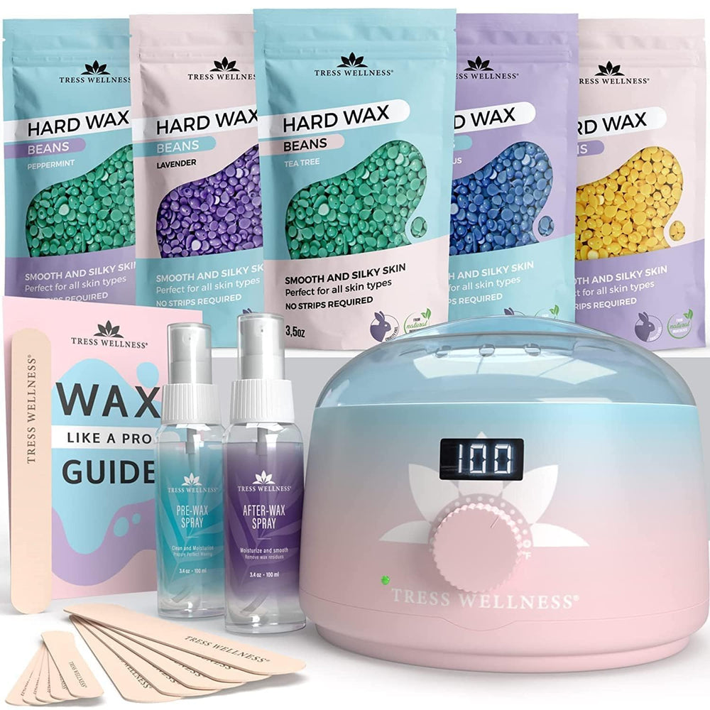 Tress Wellness wax warmer front view showing stylish pink-to-teal finish and benefit precise heating