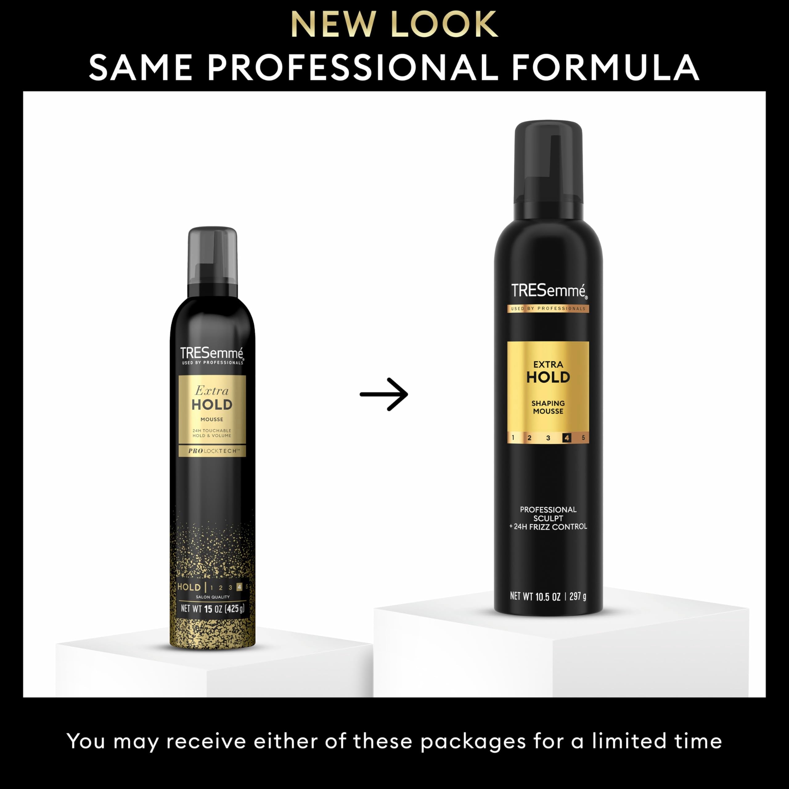 TRESemmé mousse dispensed in hand showing airy foam and control