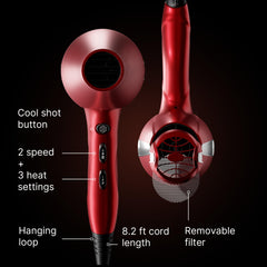 TREZORO wide nozzle close-up dispersing air for gentle volumizing benefits