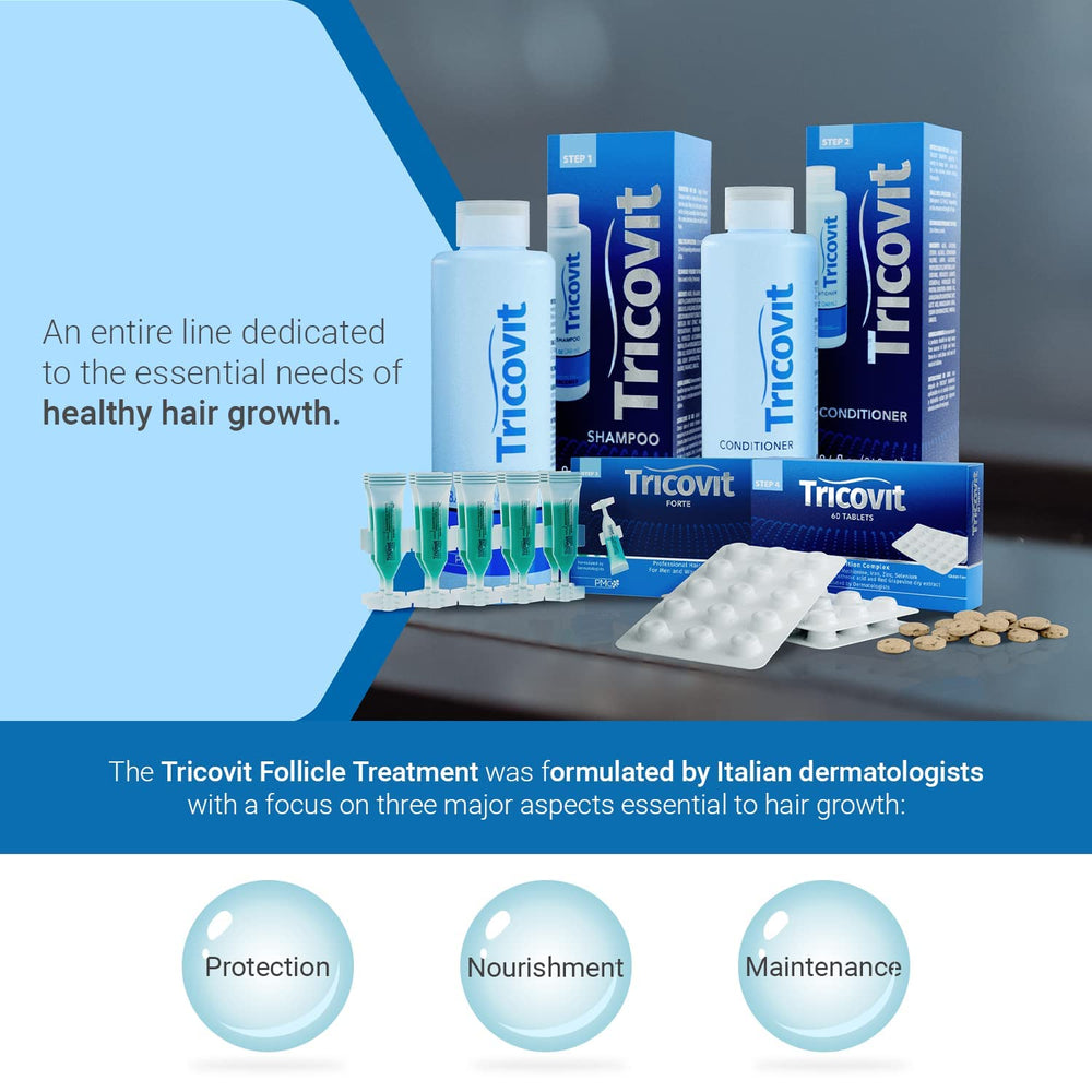 Tricovit on bathroom counter with towel depicting daily routine integration benefit