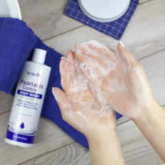 Close-up of TriDerma gel texture demonstrating gentle exfoliation
