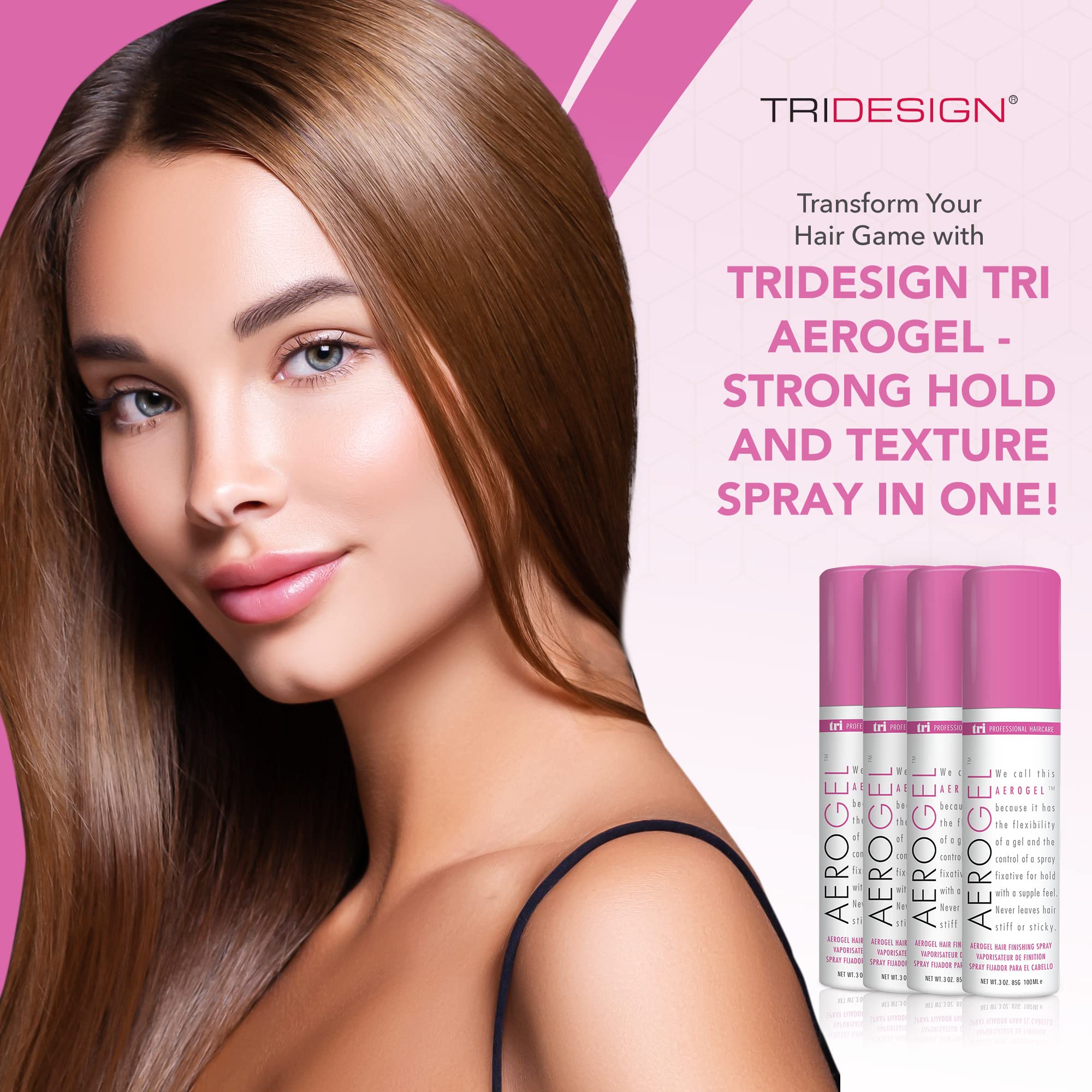 TRIDESIGN before and after hair showing added lift, volume, and shine
