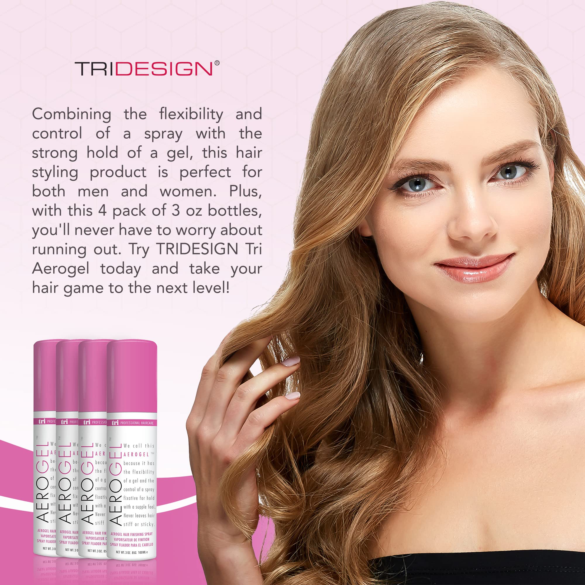 TRIDESIGN can in hand demonstrating compact 3 oz size for travel convenience