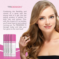 TRIDESIGN can in hand demonstrating compact 3 oz size for travel convenience