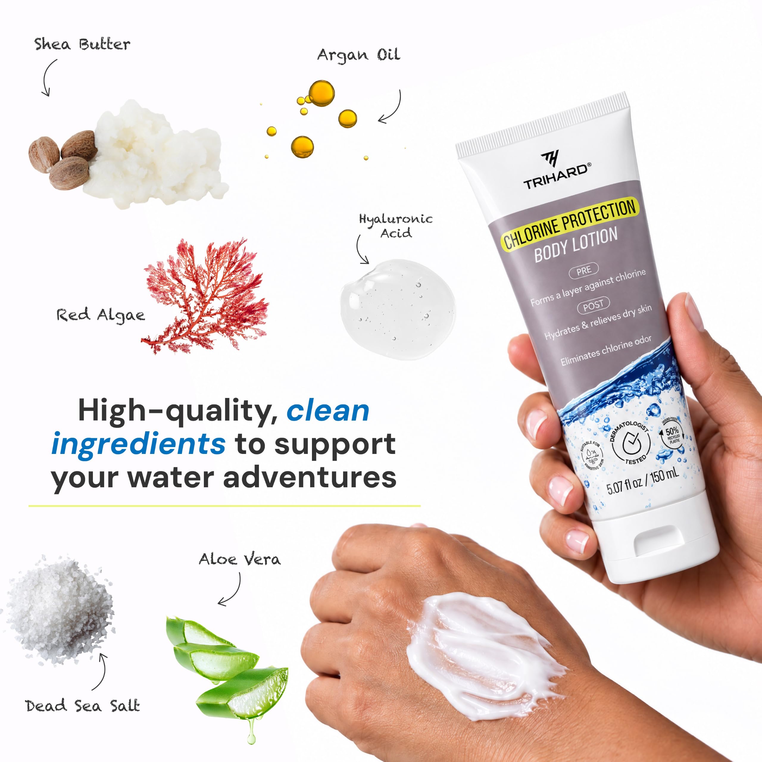 TRIHARD applied after shower to restore hydration and soothe skin