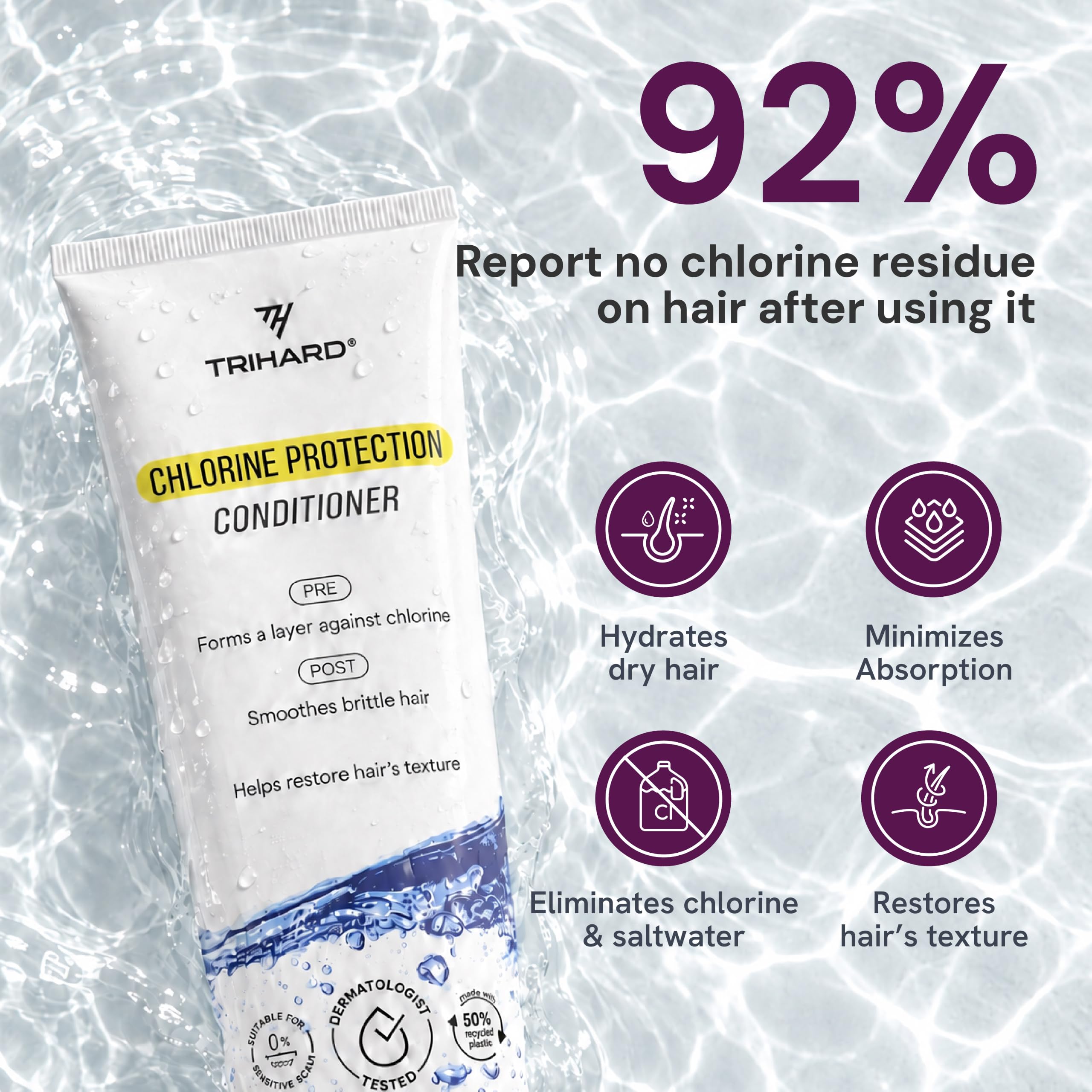 TRIHARD close-up of conditioner texture demonstrating smooth slip