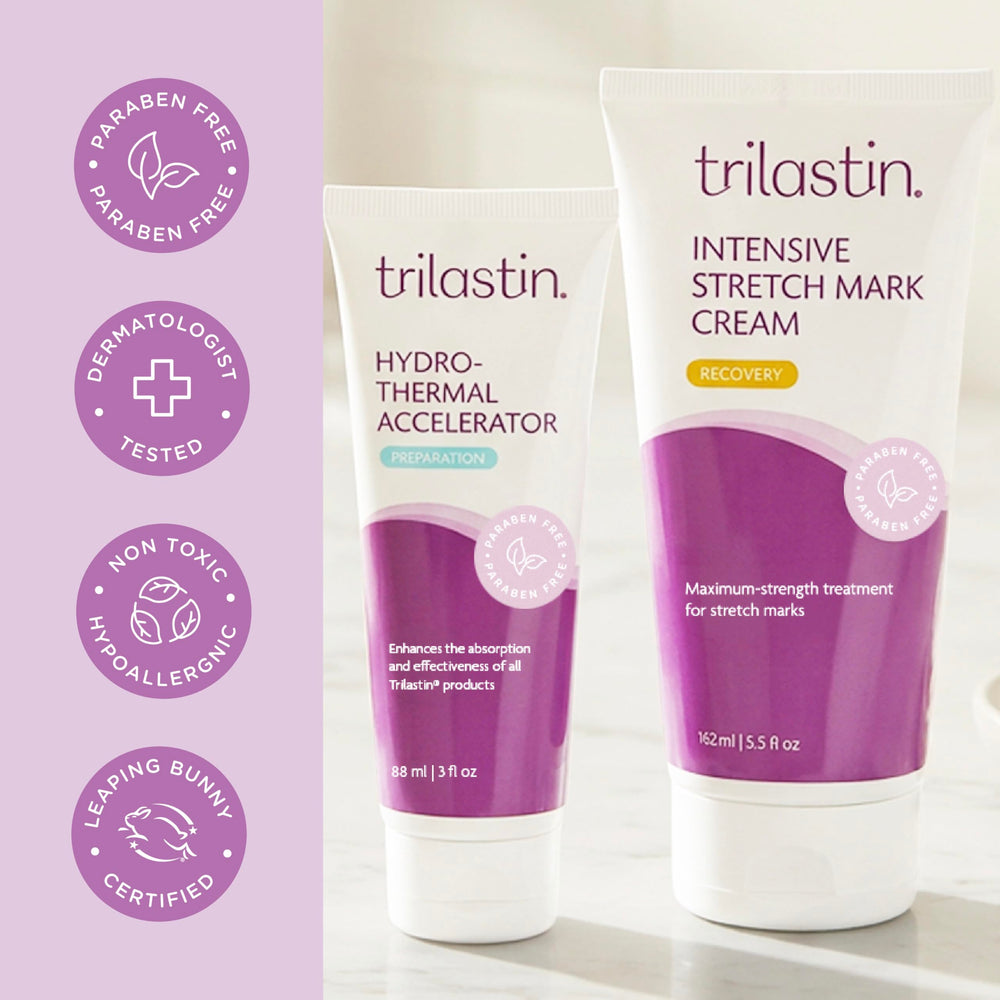 TriLASTIN cream spread on skin highlighting hydrating, non-greasy finish