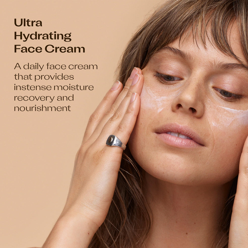 Trilogy close-up texture of cream demonstrating hydration